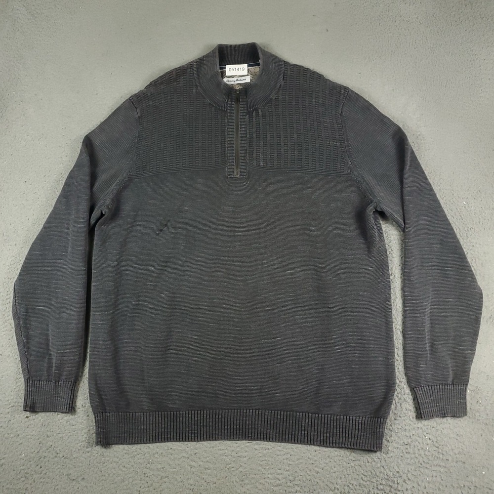 Tommy Bahama Sweater Mens Size 2XL Gray Casual 1/4 Zip Up Pullover
